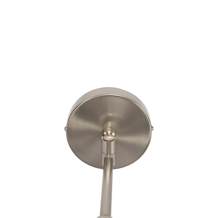 QAZQA Wandlamp staal met witte kap en verstelbare arm - Ladas Deluxe