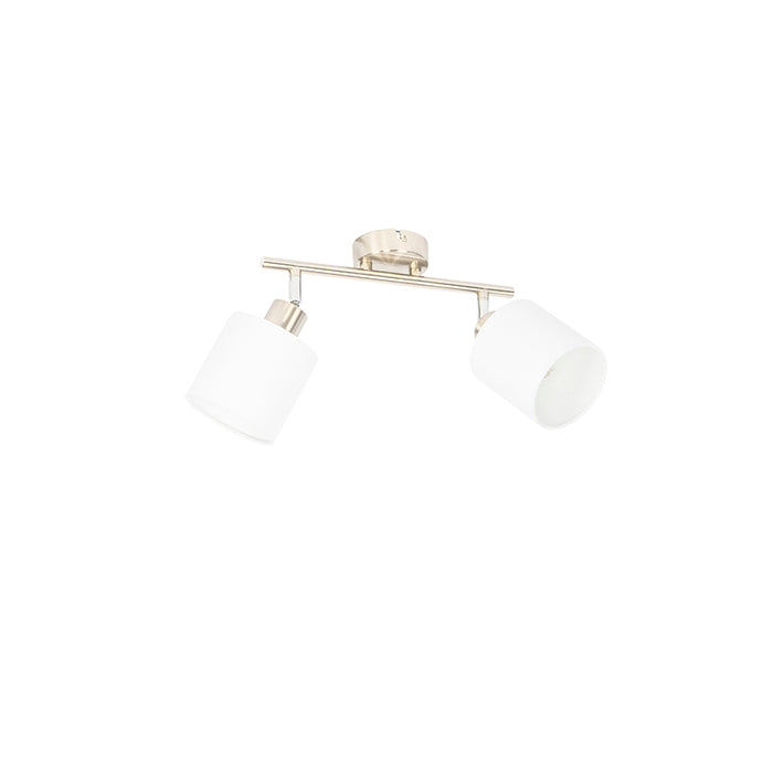 QAZQA Plafondspot staal met witte kap 2-lichts verstelbaar - Hetta