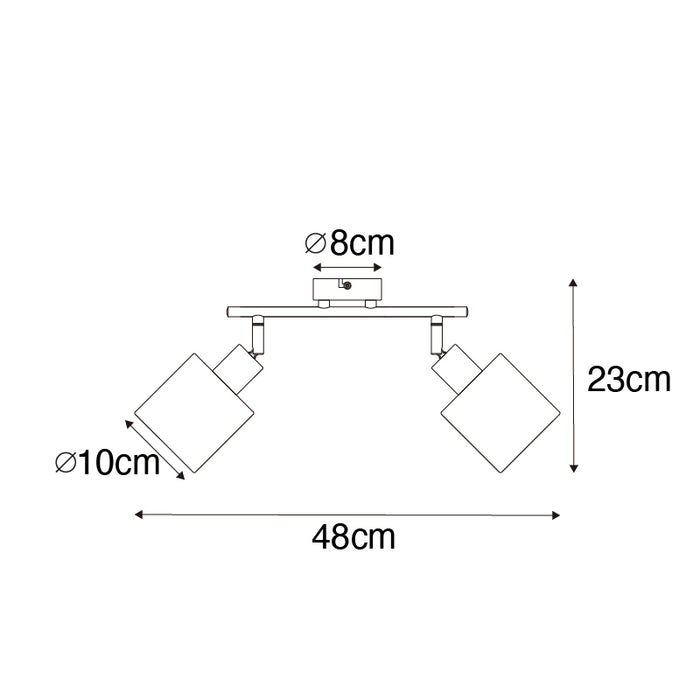 QAZQA Plafondspot staal met witte kap 2-lichts verstelbaar - Hetta