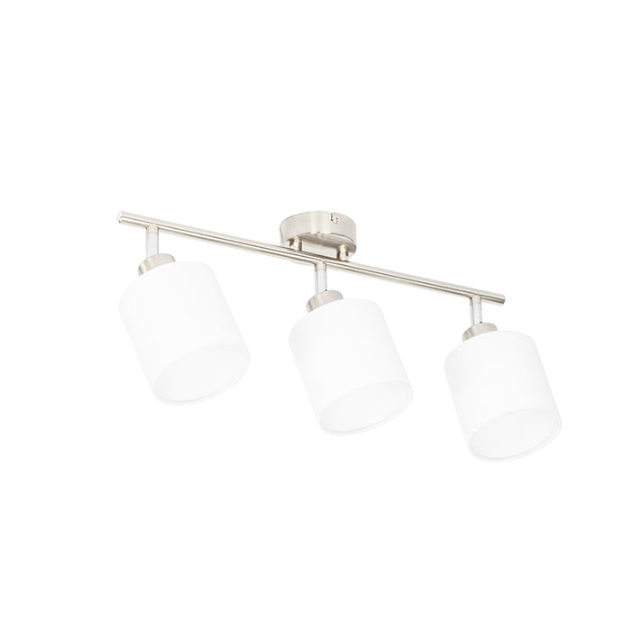 QAZQA Plafondspot staal met witte kap 3-lichts verstelbaar - Hetta