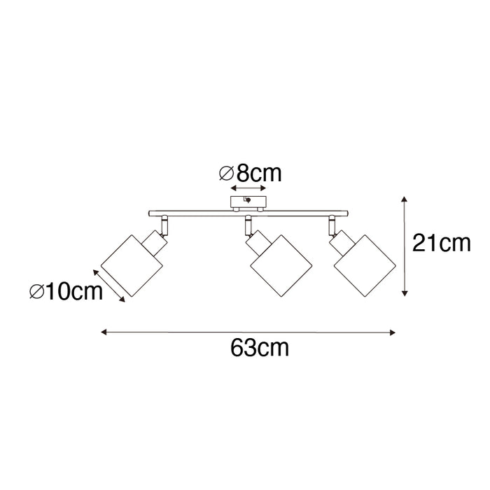 QAZQA Plafondspot staal met witte kap 3-lichts verstelbaar - Hetta