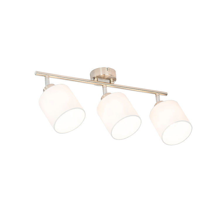 QAZQA Plafondspot staal met witte kap 3-lichts verstelbaar - Hetta