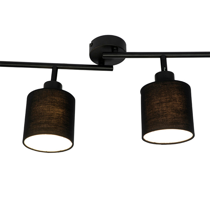 QAZQA Moderne plafondlamp zwart 89,5 cm 4-lichts verstelbaar - Hetta