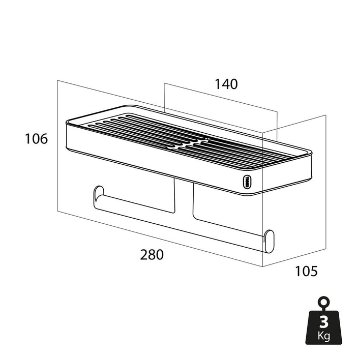 Tiger Carv Toiletrolhouder met Planchet - Zwart