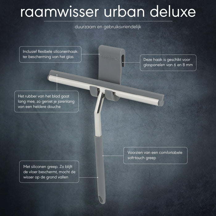 Sealskin Urban Deluxe Raamwisser inclusief flexibele Glashaak en Schroefhaak - RVS gepolijst