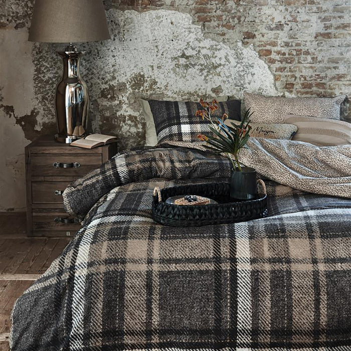 Rivièra Maison Cozy Check Dekbedovertrek 200 x 200/220 cm - Bruin