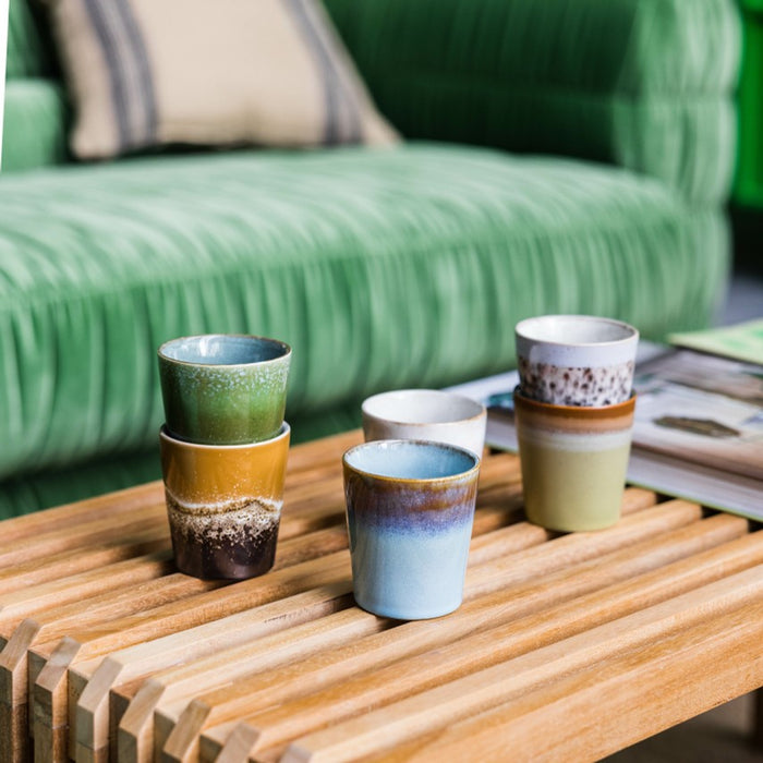 HKliving 70's Mokken 0,2 L - Set van 6 - Cera