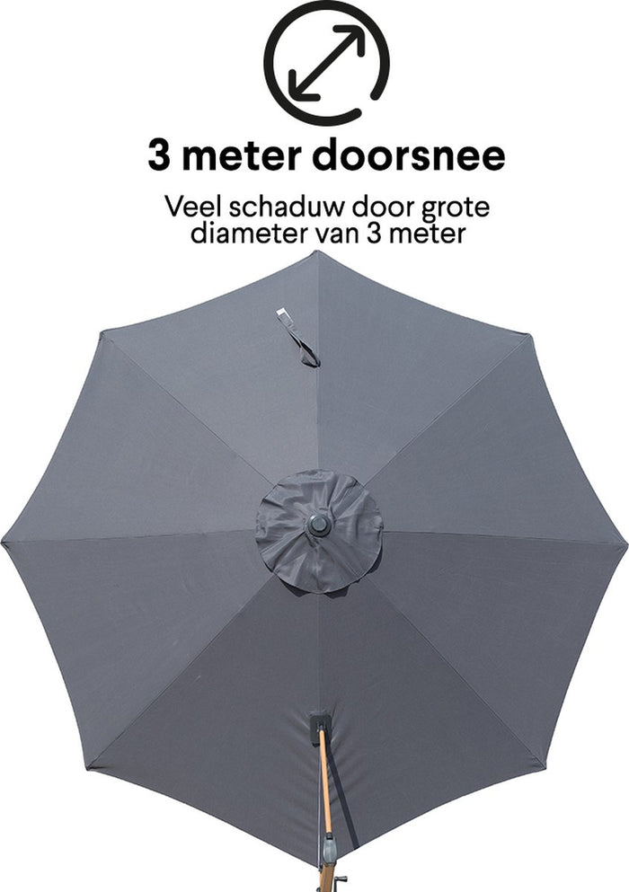 Homra LUX-XL-HOUT zweefparasol - Ø300 cm - Incl. beschermhoes