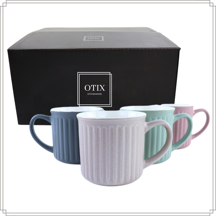 OTIX Koffiekopjes met Oor Set van 4 Koffietassen 250ml Theemok Aard...