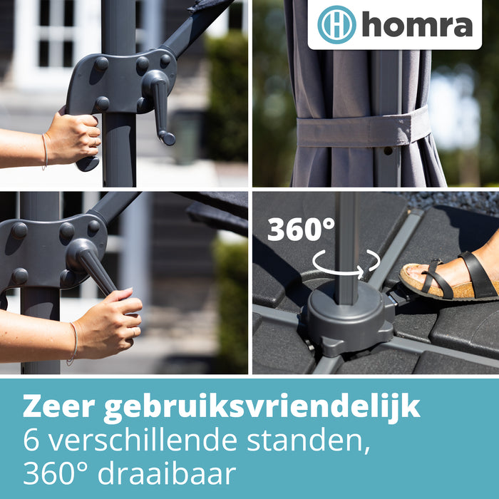 Zweefparasol met voetpedaal Ø300 cm Homra - Inclusief 4 Vulbare
