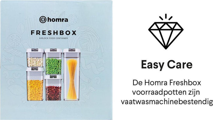 Homra Freshbox Wit - set van 5 voorraadpotten