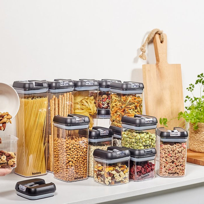 Homra Freshbox Zwart - set van 14 voorraadpotten