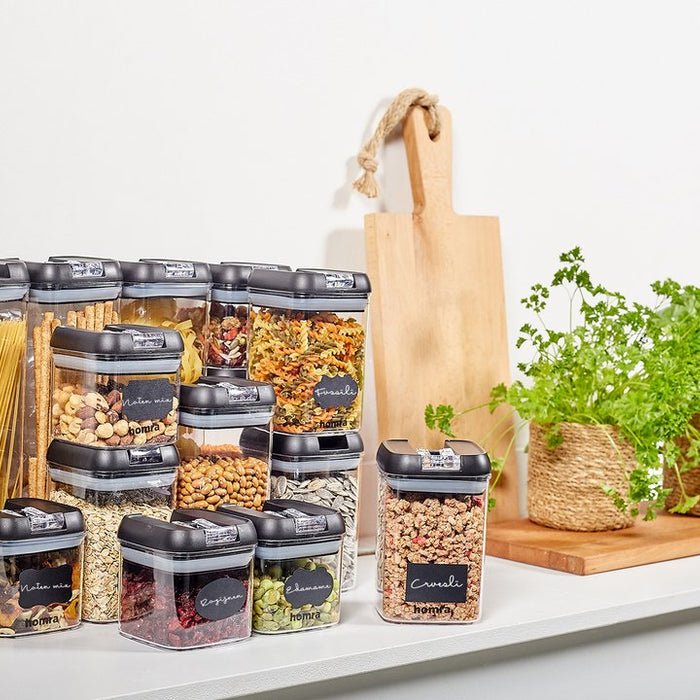 Homra Freshbox Zwart - set van 14 voorraadpotten