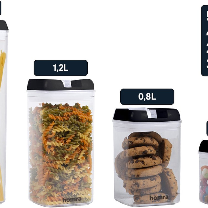 Homra Freshbox Zwart - set van 14 voorraadpotten