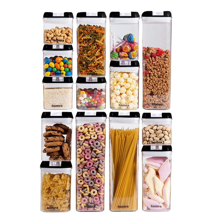 Homra Freshbox Zwart - set van 14 voorraadpotten