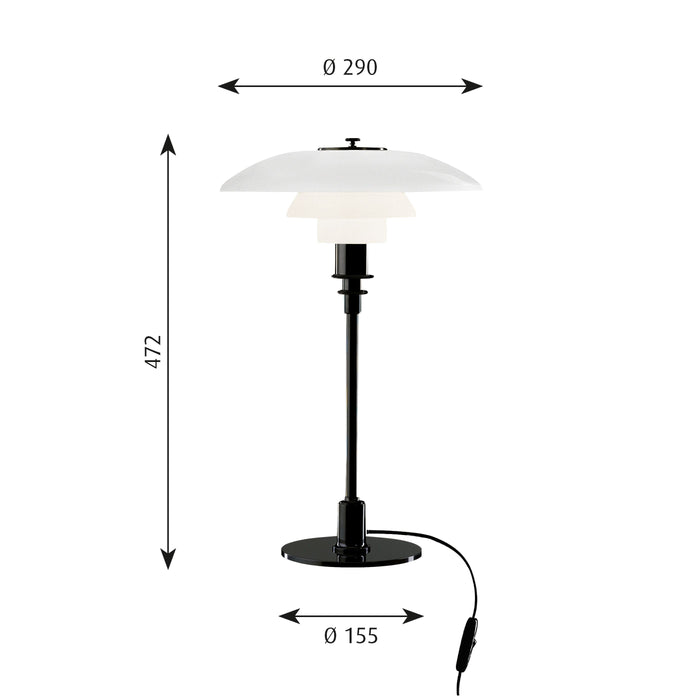 Louis Poulsen PH 3/2 tafellamp hoogglans verchroomd