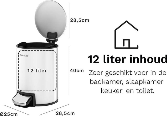 StangVollby Docksta pedaalemmer - 12 liter - Wit