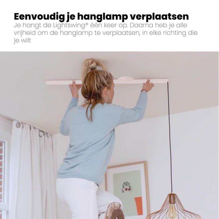 Lightswing® - Twin Ophangsysteem voor twee Hanglampen - Mat wit 110cm