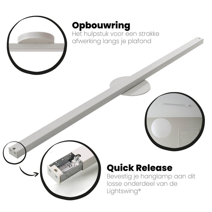 Lightswing® - Twin Ophangsysteem voor twee Hanglampen - Mat wit 110cm