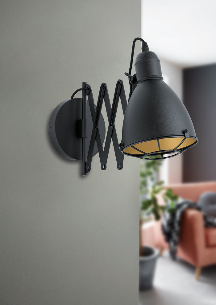 EGLO Treburley Wandlamp - E27 - 65 cm - Zwart|Goud