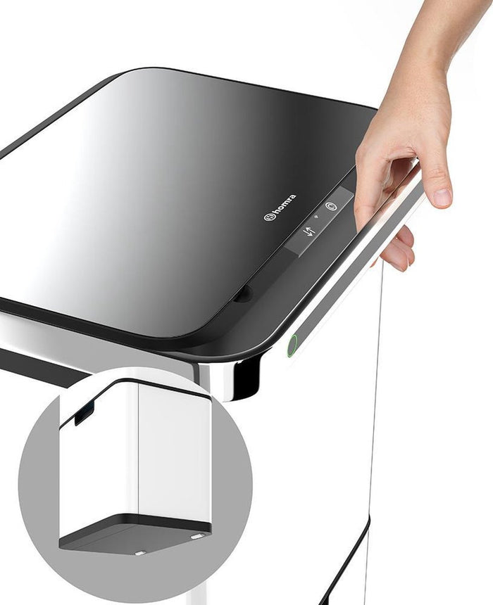 Homra DEXER prullenbak met sensor - 60L - 4 vakken - Wit