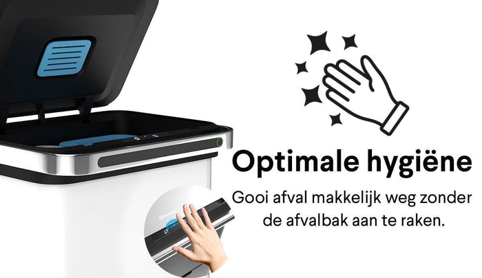 Homra DEXER prullenbak met sensor - 60L - 4 vakken - Wit