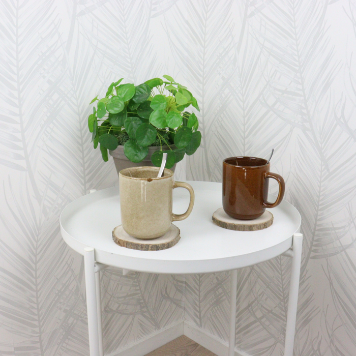 OTIX Koffiekopjes met Oor Set van 6 Bruin Aardewerk 350 ml