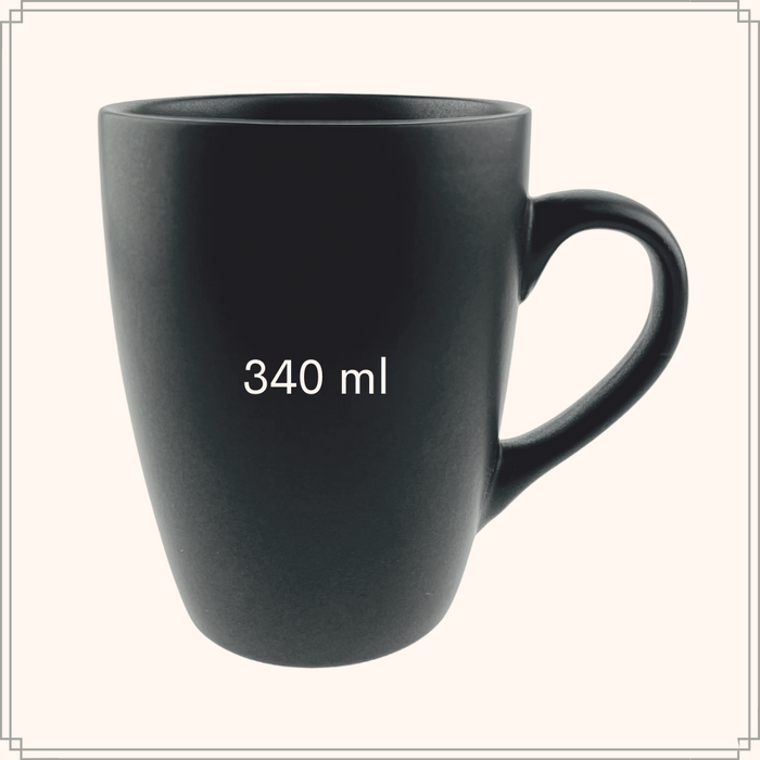 OTIX Koffiekopjes met Oor Set van 6 Koffietassen Mat Zwart 340ml EC...