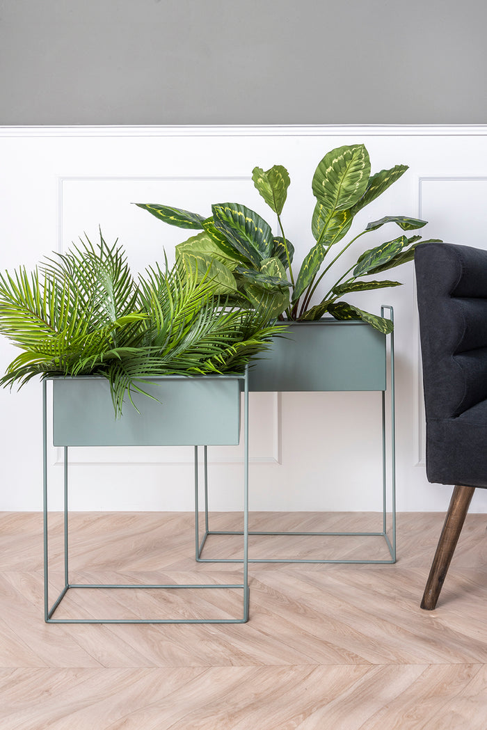 present time - Plant pot set Essence straight iron jungle green