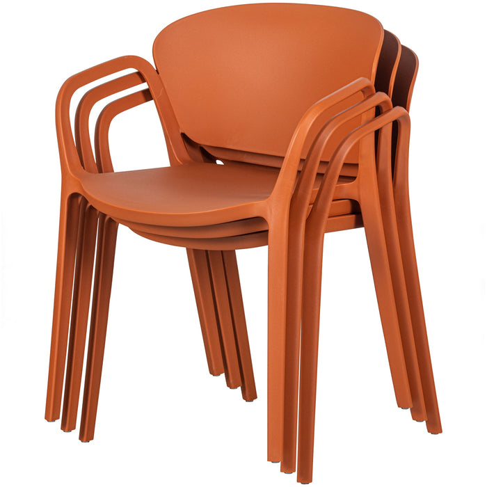 WOOOD Bent Eetkamerstoel - Kunststof - Terra - Set van 2