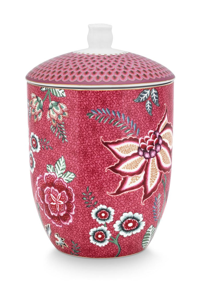 Pip Studio Flower Festival Voorraadpot - Donkerroze - 1.5ltr