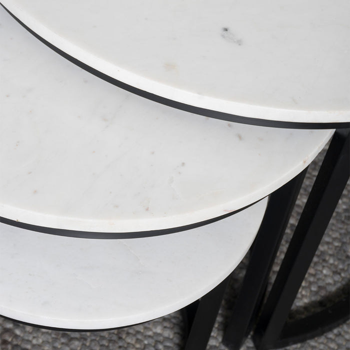 Home67 - Salontafel Eloza Marmer - Set van 2 Groot - Wit|Zwart