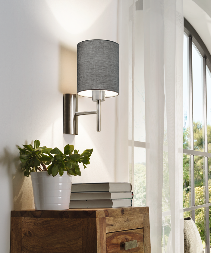 EGLO Pasteri - Wandlamp - 1 Lichts - Nikkel-Mat - Grijs