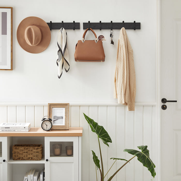 Langwerpige Kapstok met 5 Dubbele Haken, Zwart