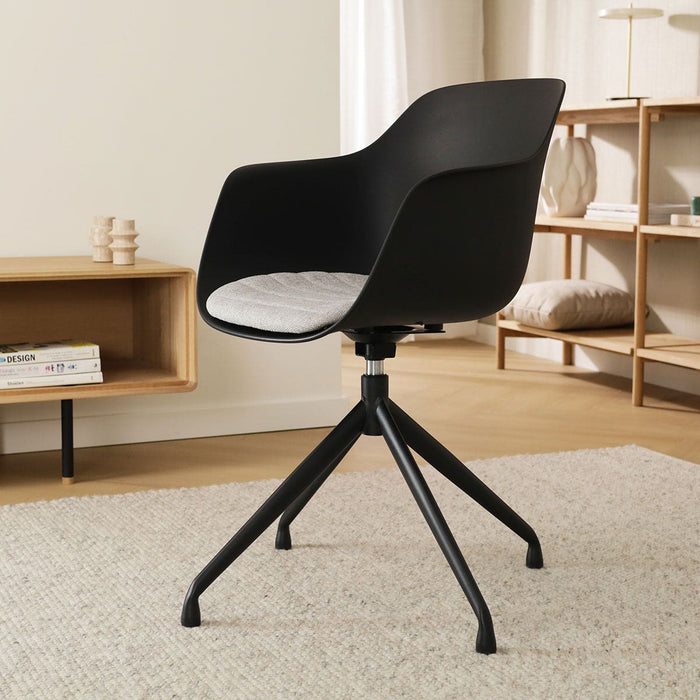 Nolon Nola-Liz Eetkamerstoel Zwart - Lichtgrijs - Draaibaar - Zwart