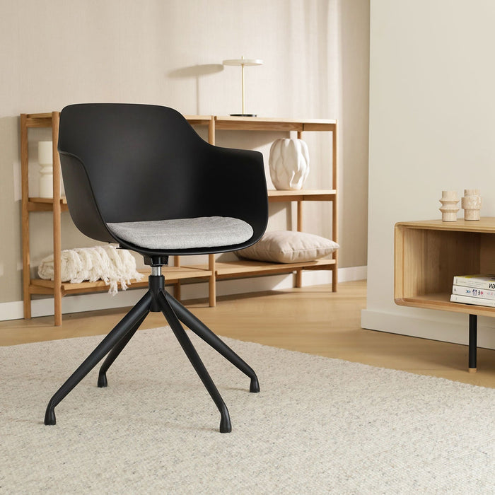 Nolon Nola-Liz Eetkamerstoel Zwart - Lichtgrijs - Draaibaar - Zwart