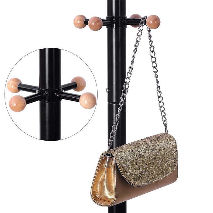 Staande kapstok - moderne look - 12 haken - 49x176x49 cm - zwart