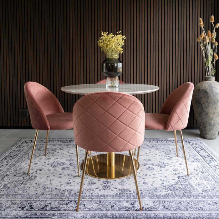 Artichok Aniek Eetkamerstoel Velvet Roze - Gouden Poten