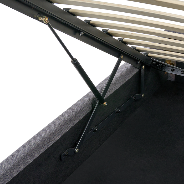 Beliani-DINAN -Tweepersoonsbed-Donkergrijs-160 x 200 cm-Polyester