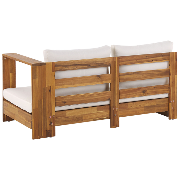 Beliani-MARETTIMO-Loungeset voor 5-Lichte houtkleur|Creme-Acaciahout