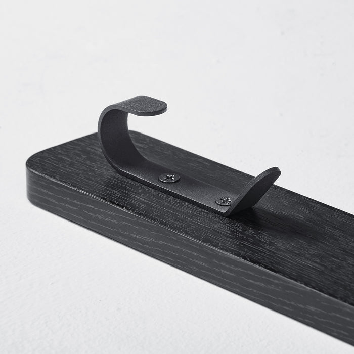 Verticale wandkapstok - met 3 haken - 6x67 cm - zwart