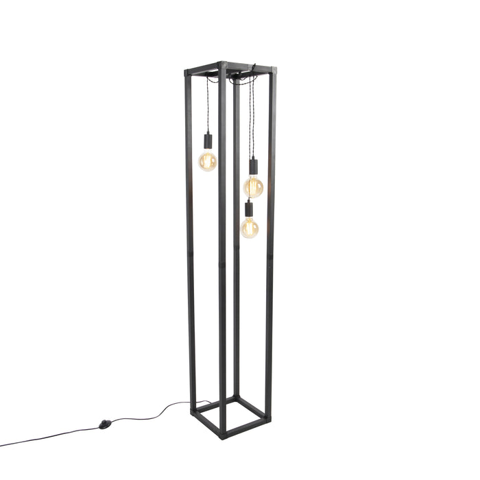 QAZQA Smart vloerlamp zwart 3-lichts incl. Wifi G95 - Big Cage