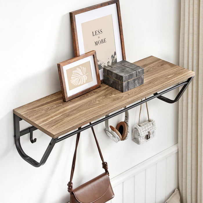 Lange Kapstok voor de Muur of Wand - 90 cm Lang - Essenhout bruin