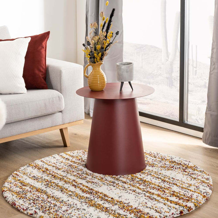 Boho&me Rond hoogpolig vloerkleed strepen Artisan - wit|multi - 240 cm