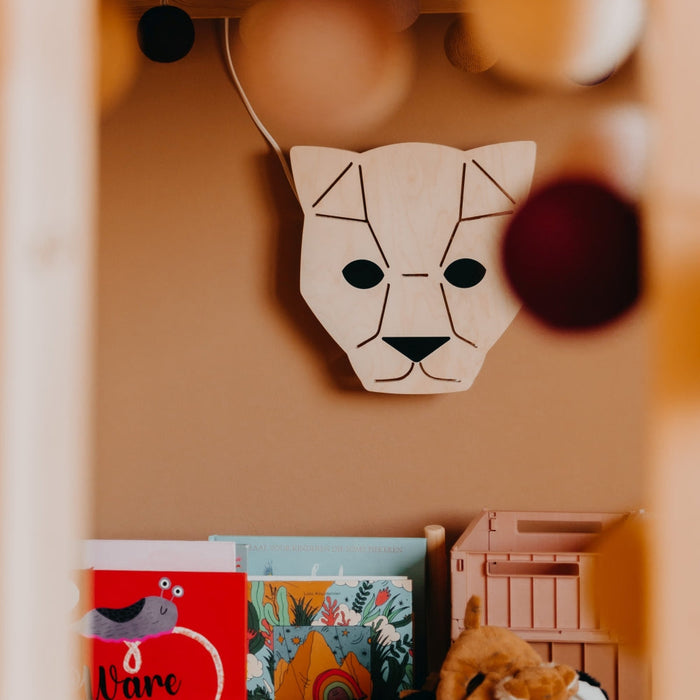 Houten wandlamp kinderkamer | Panter - blank