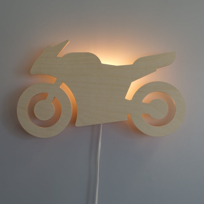 Houten wandlamp kinderkamer | Motor - blank