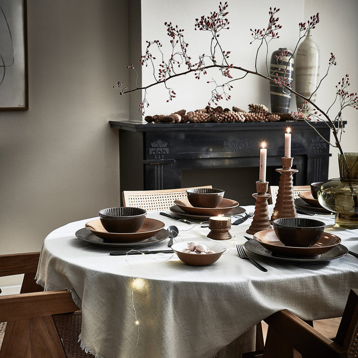 vtwonen Relievo Serviesset 16-delig - Warm Brown