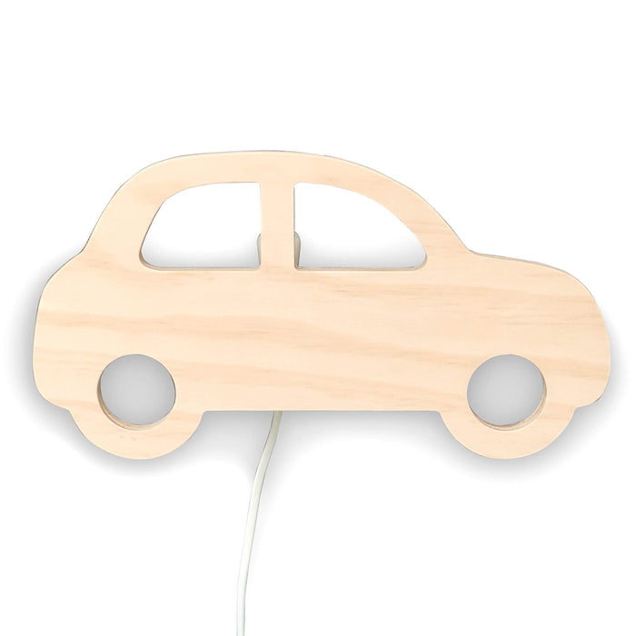 Houten wandlamp kinderkamer | Auto - blank