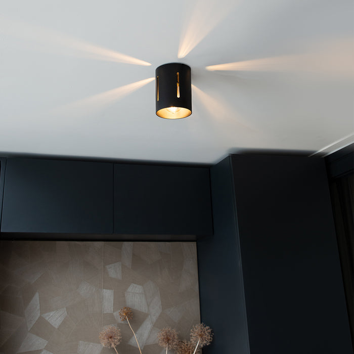 QAZQA Design plafondlamp zwart met lichteffect - Yana