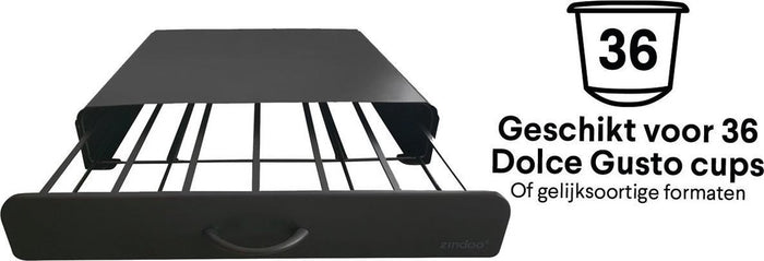 Zindoo capsulehouder met lade - 36 cups - Zwart